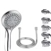 Proxxi High Pressure Shower Head 5 Settings Handheld Shower Heads Spray With 5 Ft Hose In Silver
