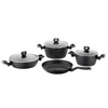 Proxxi Korkmaz Nora 7 Piece Aluminum Non Stick Cookware Set In Black