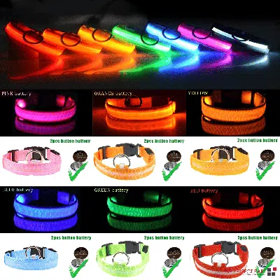 Proxxi Led Adjustable Dog Collar Blinking Flashing Light Up Glow Pets Safety Waterproof - Xl-orange