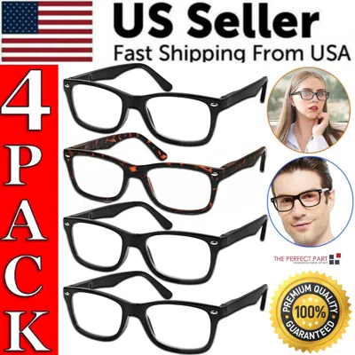 Proxxi Mens Womens Reading Glasses 4 Pairs Unisex Classic Retro Spring Hinge Readers In Black