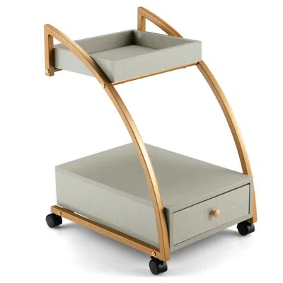 Proxxi Modern 2-tier Rolling End Table With Tray Top And Pull-out Drawer