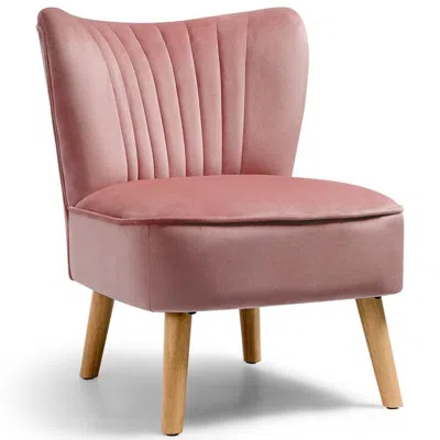 Proxxi Modern Armless Velvet Accent Chair With Wood Legs