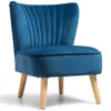 Proxxi Modern Armless Velvet Accent Chair With Wood Legs In Blue