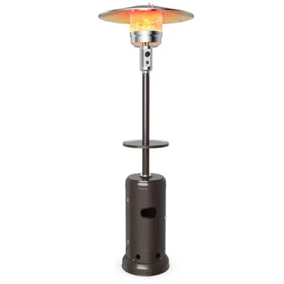Proxxi Outdoor Heater Propane Standing Lp Gas Steel With Table And Wheels In Metallic