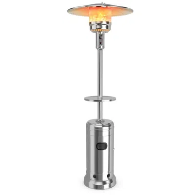 Proxxi Outdoor Heater Propane Standing Lp Gas Steel With Table And Wheels In Silver