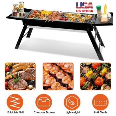 Proxxi Portable Bbq Griddle, Foldable Kabob Barbecue For Outdoor Hibachi Bbq Lamb Skewer Camping Barbecue G In Black