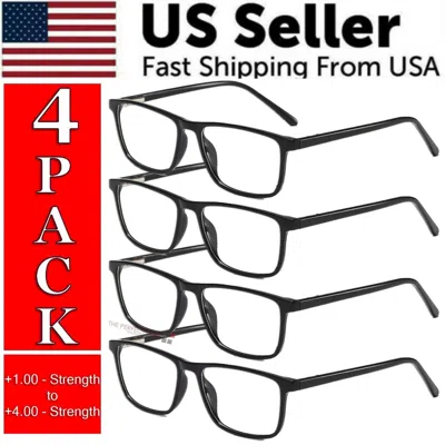 Proxxi Reading Glasses Mens Womens Unisex Readers Eyeglasses 4 Pack Glasses New Square In Black