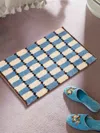 Proxxi Retro Checker Bath Rug, Machine-washable, Ultra Soft & Absorbent - Blue In Blue