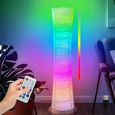 Proxxi Rgb Color-changing Led Smart Paper Floor Lamp With Remote Control For Living Room, Bedroom, And Game In Multi