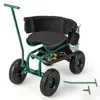 Proxxi Rolling Garden Cart With Height Adjustable Swivel Seat And Storage Basket In Black