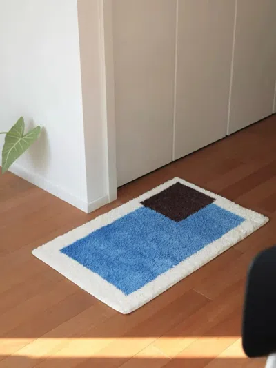 Proxxi Soft Contemporary Abstract Geometric Bath Rug, Absorbent, Anti-slippery Mat - Blue In Multi