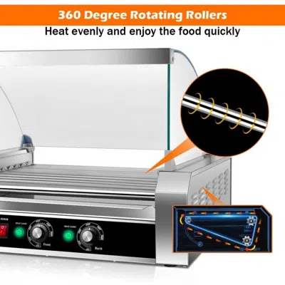 Proxxi Stainless Steel Commercial 11 Roller Grill And 30 Hot Dog Cooker Machine In Silver