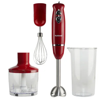 Proxxi Supersonic National Multi-purpose 4-in-1 Immersion Hand Blender In Red