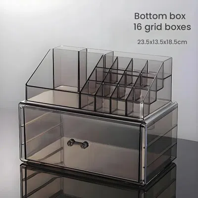 Proxxi Transparent Plastic Desktop Organizer With 16-compartment Top Box & Drawer Bottom