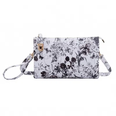 Proya Fashion Women's Felicity Clutch Bag In White With Black Floral