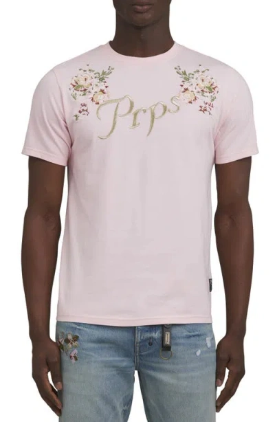 Prps Gardenia Embroidered Cotton Graphic T-shirt In Coral