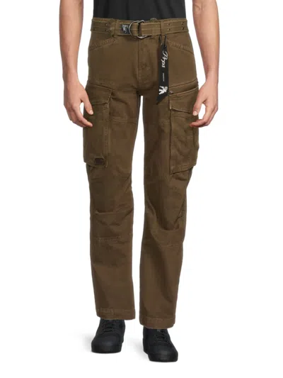 Prps Backbone Belted Cargo Jeans In Army Green
