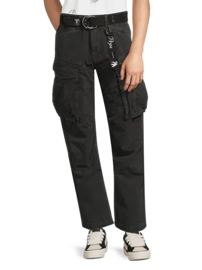 Prps Men's Backbone Belted Cotton Cargo Jeans In Black