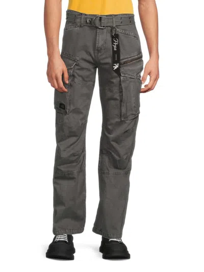Prps Men's Backbone Belted Cotton Cargo Jeans In Grey