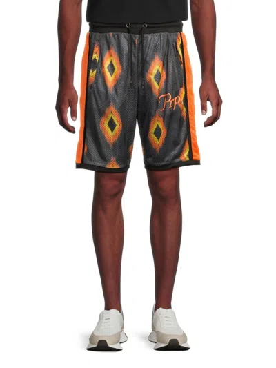 Prps Men's Fire Logo Graphic Mesh Shorts In Black