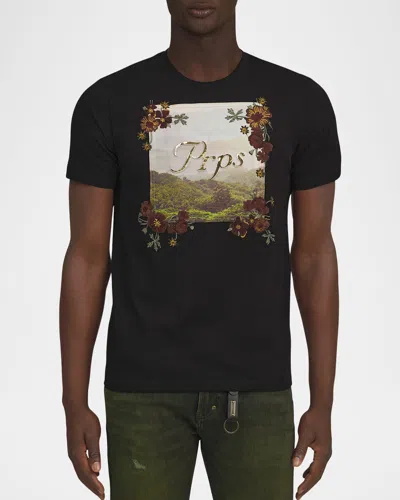 Prps Men's Hickory Scenic Floral Applique T-shirt In Black