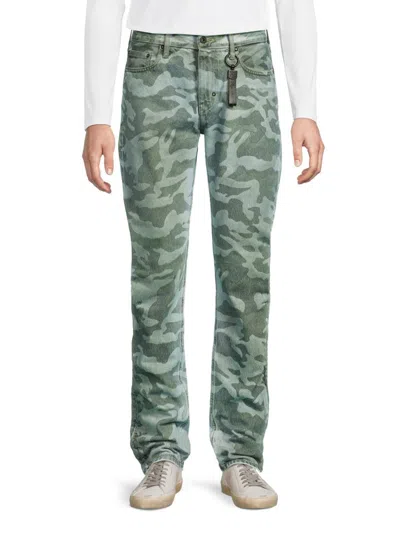 Prps Men's Indoors Camo Print Cotton Jeans In Blue Grass