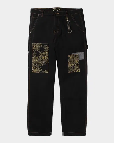 Prps Men's Okinawa Embroidered Carpenter Pants In Black