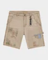 Prps Men's Okinawa Embroidered Carpenter Shorts In Brown