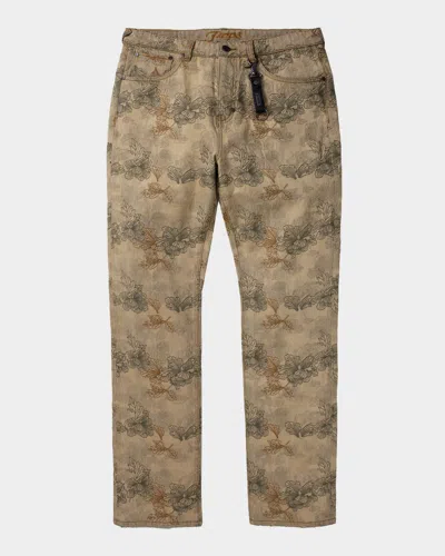 Prps Men's Okinawa Floral Embroidered Five-pocket Pants In Burgundy