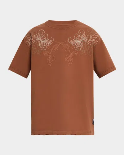 Prps Men's Okinawa Floral Embroidered T-shirt In Brown
