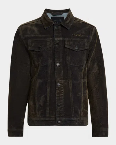 Prps Men's Palladium Flocked Denim Jacket In Dark Brown