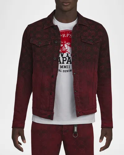 Prps Men's Purgatory Gradient Monogram Denim Jacket In Red
