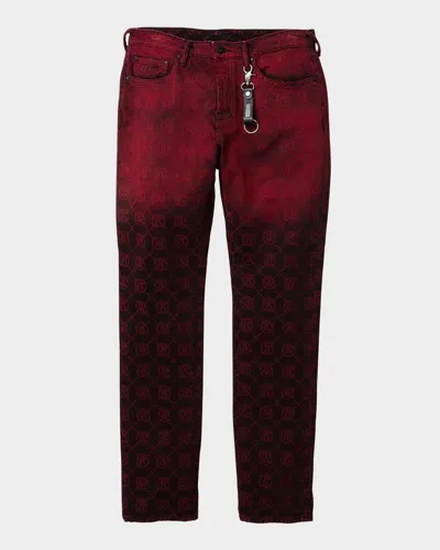 Prps Men's Purgatory Monogram Denim Jeans In Red
