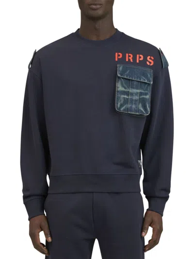 Prps Men's Sandai Pocket Crewneck Sweatshirt In Navy