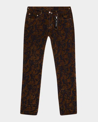 Prps Men's Slim-straight Jacquard Jeans In Brown