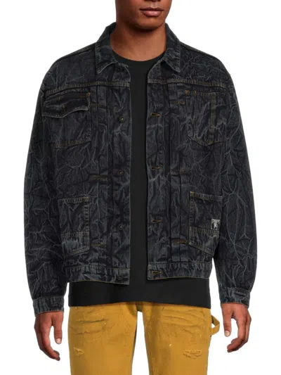 Prps Men's Tiling Wrinkle Denim Jacket In Navy