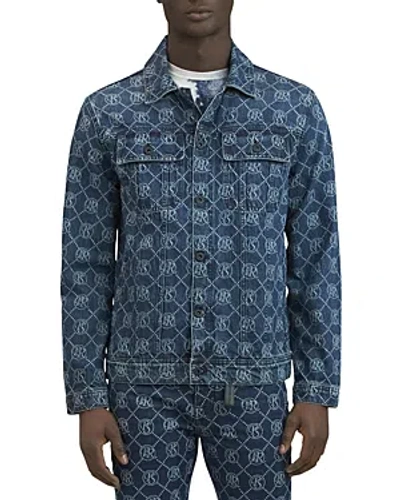 Prps Takaora Button Front Logo Print Denim Jacket In Blue