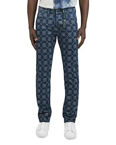 Prps Takaora Slim Straight Printed Jeans In Indigo Blue