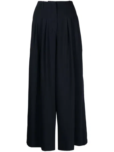 Prune Goldschmidt Sonia Pleated Wide-leg Trousers In Blau