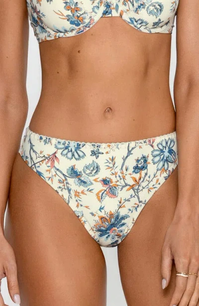 Ps By Cupshe Floral Mid-rise Bikini Bottom In White