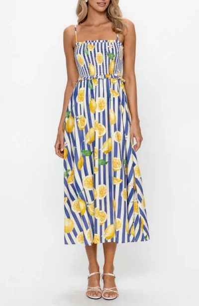 Ps By Cupshe Smocked Sleeveless Midi Dress In Multi