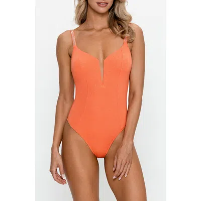 Ps By Cupshe Starlight Glamour Rhinestone Strap One-piece Swimsuit In Orange