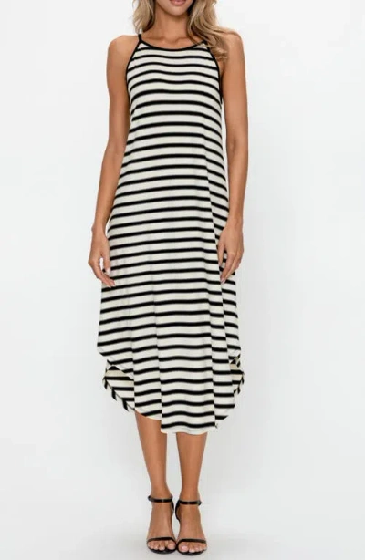 Ps By Cupshe Stripe Sleeveless Midi Dress In Black