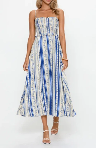 Ps By Cupshe Stripe Sleeveless Midi Dress In Blue