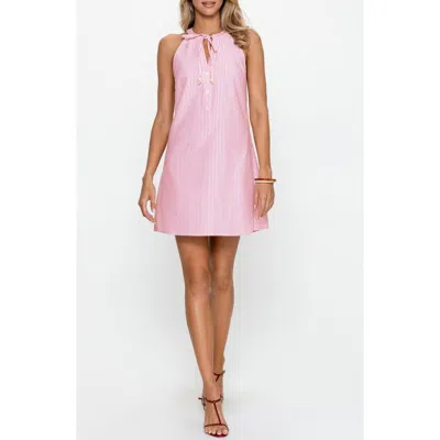 Ps By Cupshe Stripe Tie Neck Sleeveless Shirtdress In Pink