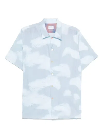 Ps By Paul Smith Abstract-print Shirt In 40 Light Blue