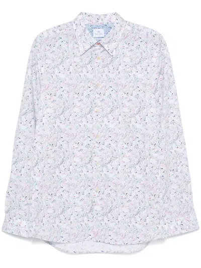 Ps By Paul Smith White 'chicory' Print Tailored-fit Shirt