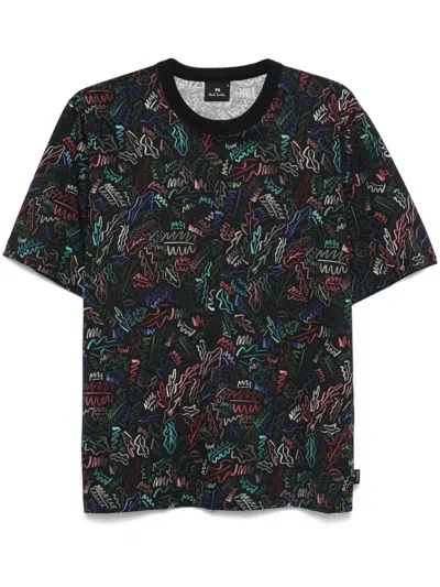 Ps By Paul Smith Abstract-print T-shirt In Black