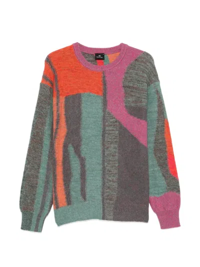 Ps By Paul Smith Abstract-pattern Crew Neck Sweater In Green