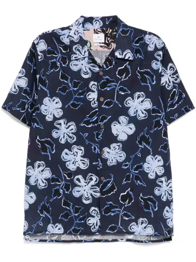 Ps By Paul Smith All-over Floral Shirt In Blue